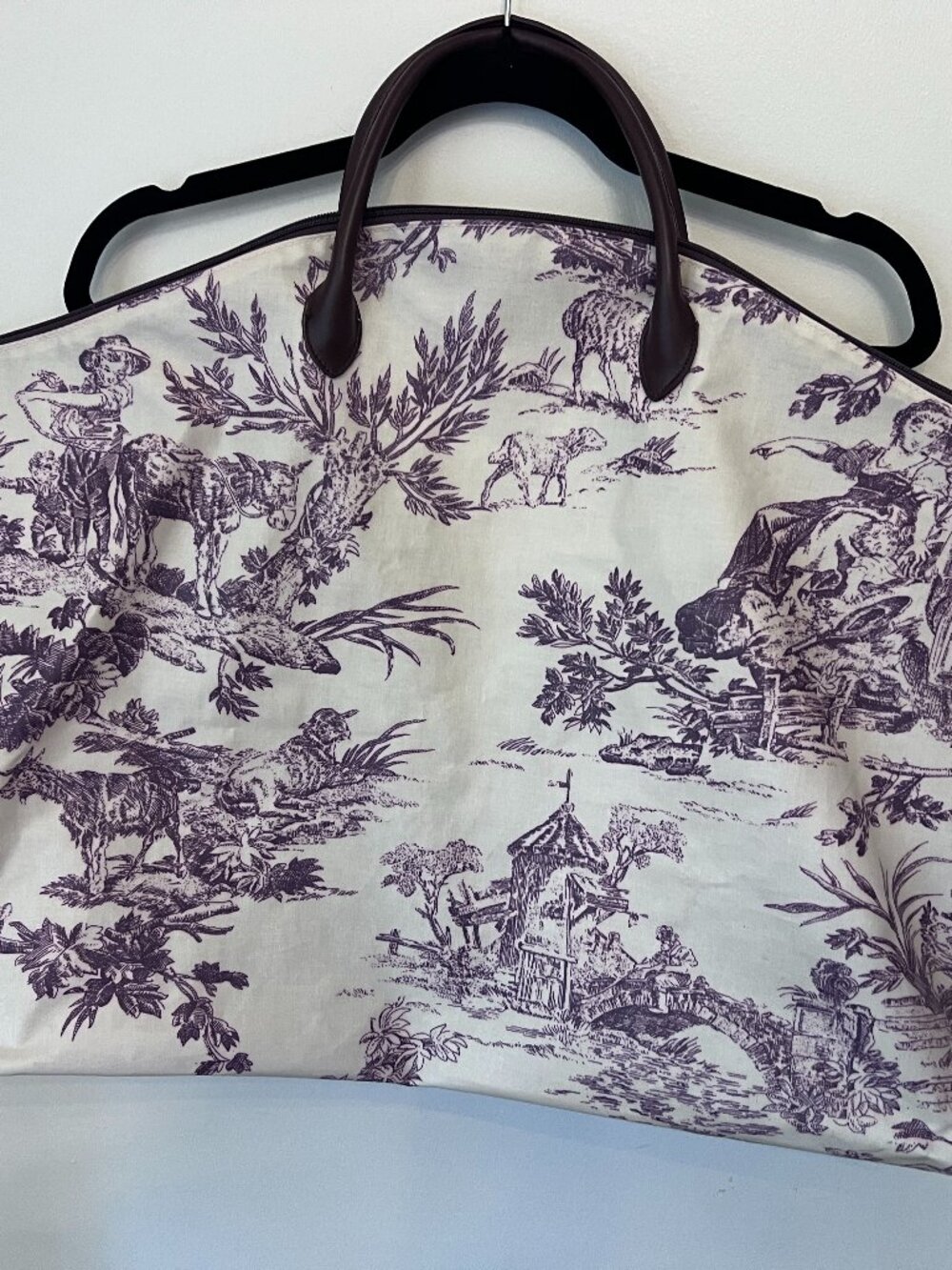 Two’s Company Purple Toile De Jouy Large Travel Tote Weekender Bag
